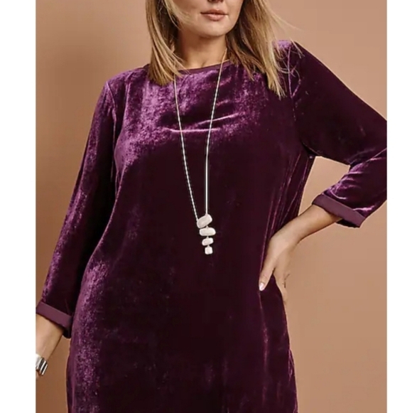 J.jill Luxurious Silk Blend Velvet Women's Tunic Top Holiday Sz 3X Boat Neck - Picture 3 of 10